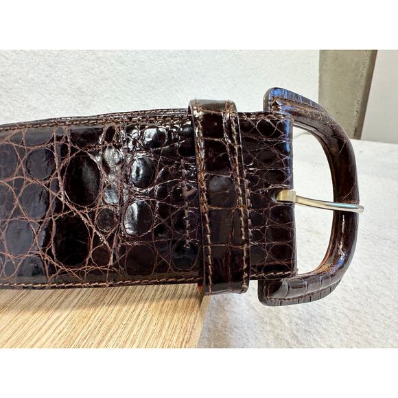 Ralph Lauren Belt Women\'s 32 Brown Genuine Crocodile Leather Wide Italy main image 5